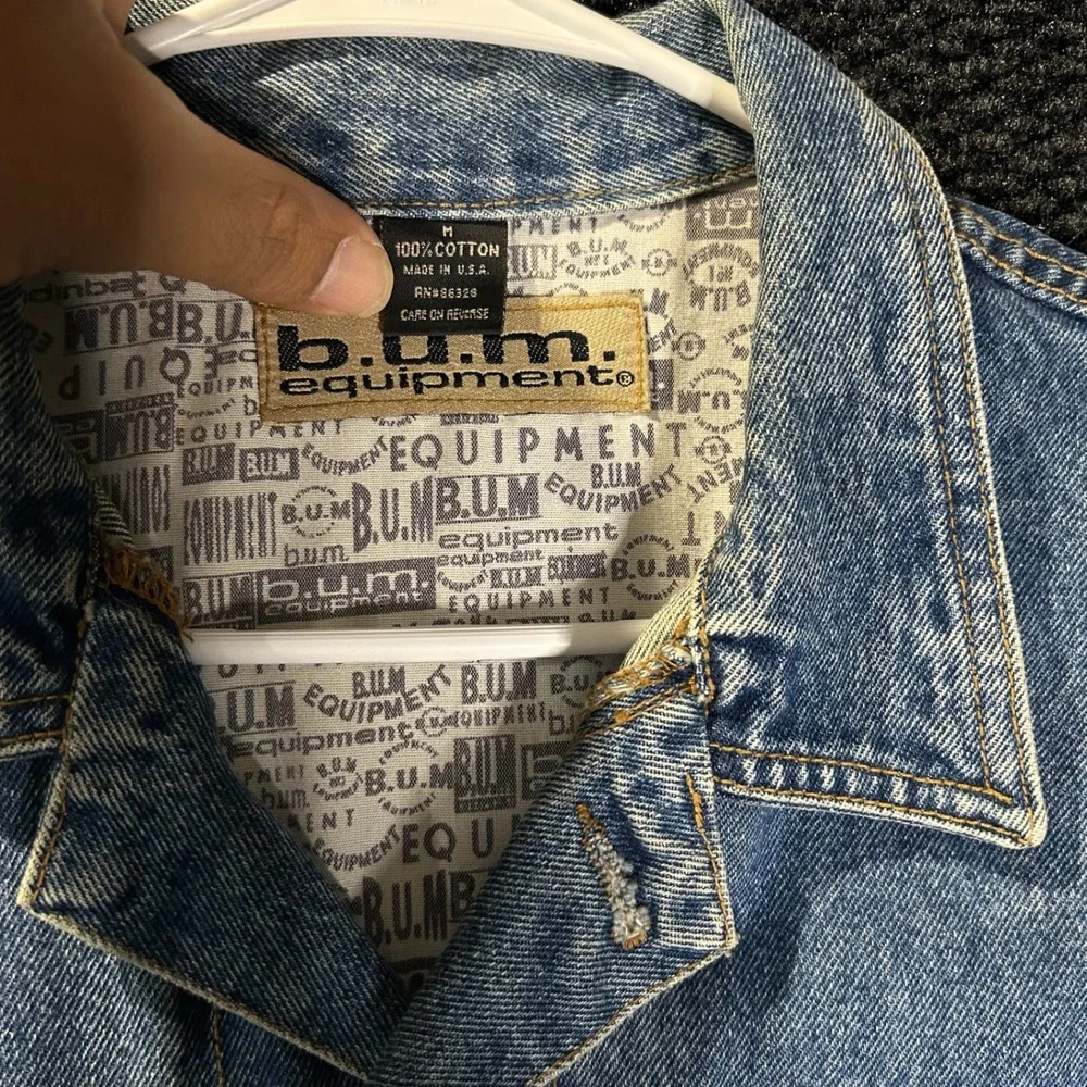 Vintage BUM Equipment‎ Denim Vest Blue Jean Jacket Gorpcore Utility Mens Size M